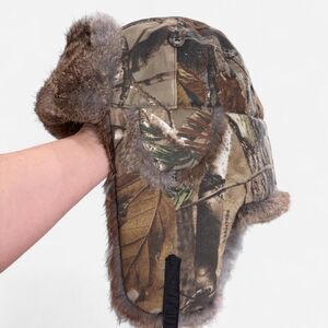 Mad Bomber Camo Rabbit Fur Trapper Hat Size L
